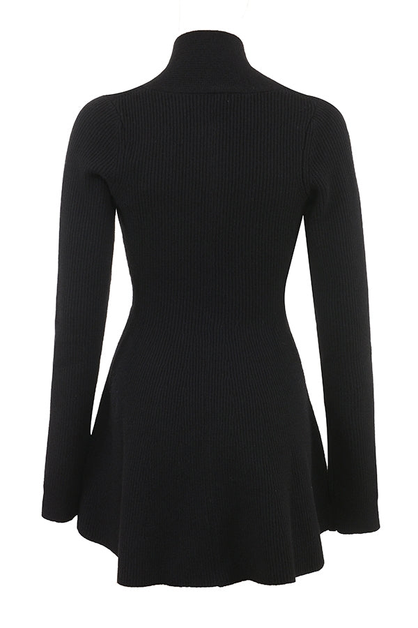 black wool knitted cardigan dress