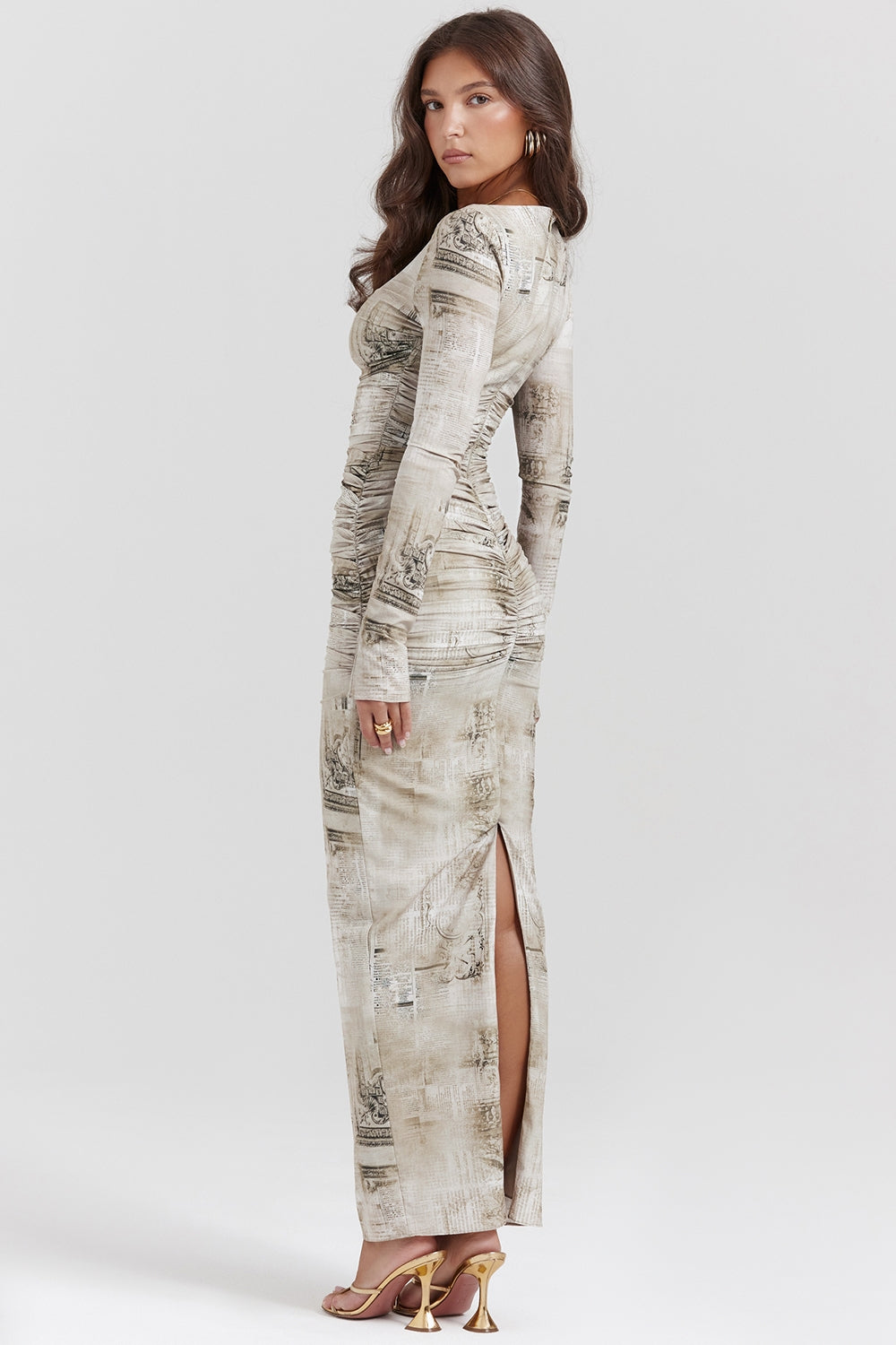 pale sage print maxi dress