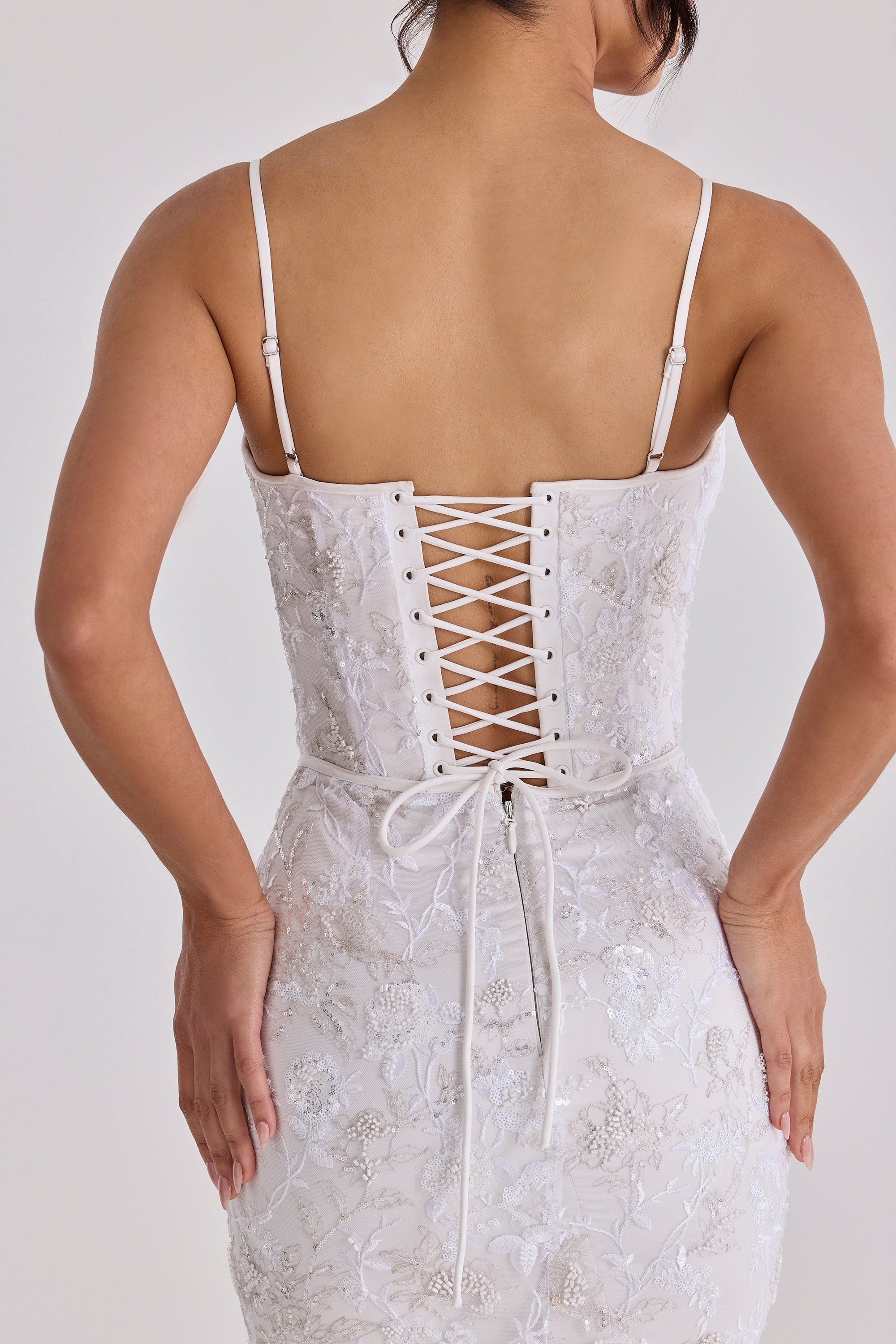white hand beaded embellished bridal gown
