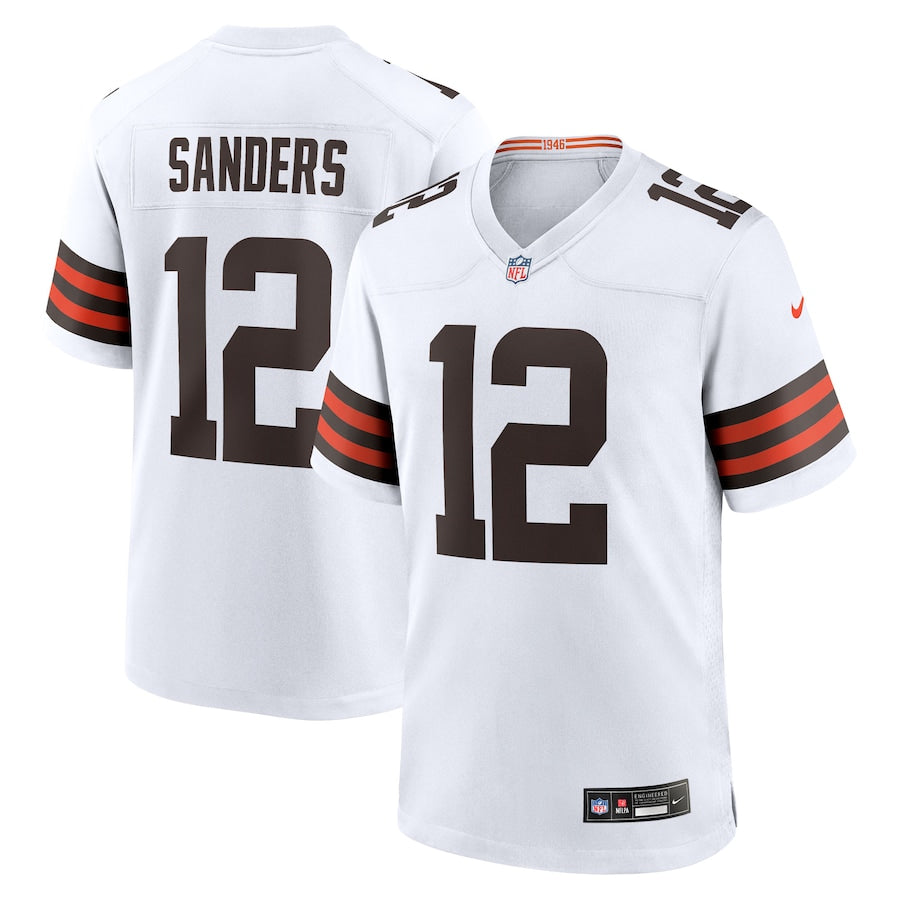 Men's Cleveland Browns Shedeur Sanders Nike White 2025 NFL Draft Game Jersey