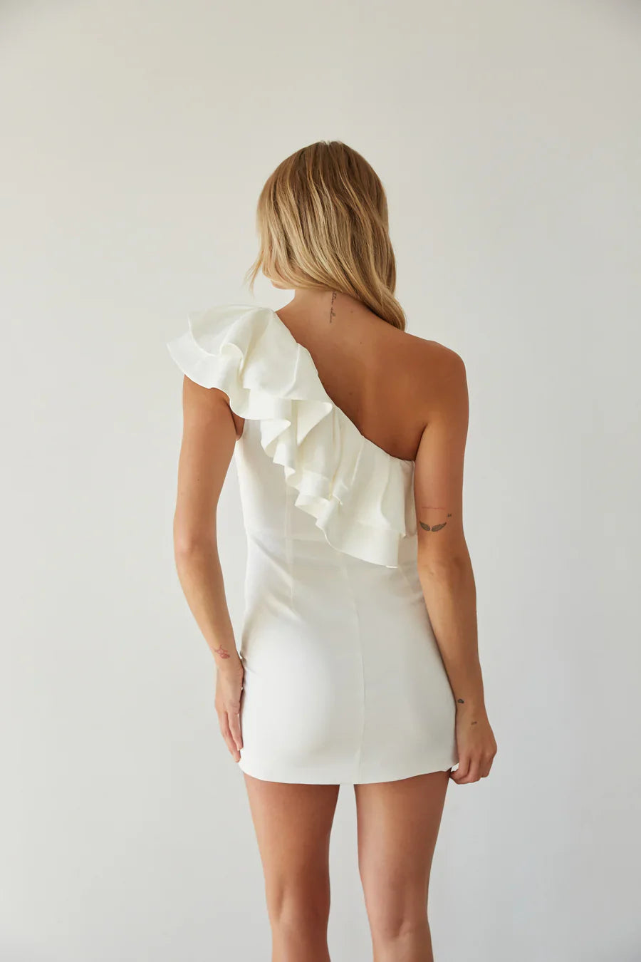 Edith One Shoulder Ruffle Mini Dress