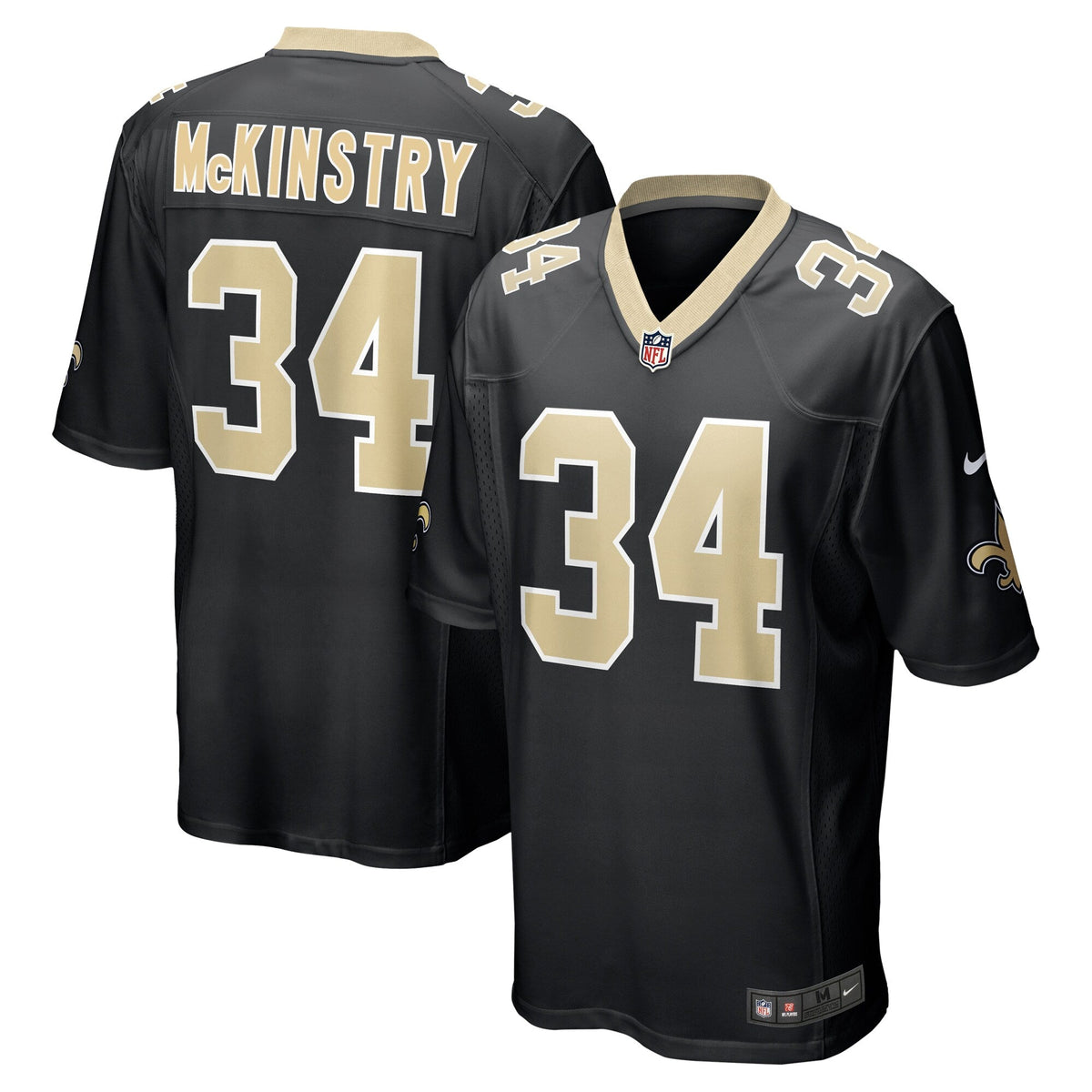 Ga'Quincy McKinstry New Orleans Saints Nike 2024 NFL Draft   Game Jersey - Black