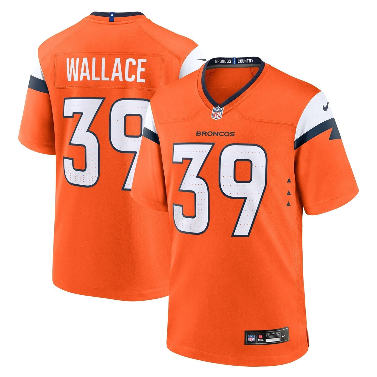 Levi Wallace Denver Broncos Nike Team Game Jersey -  Orange