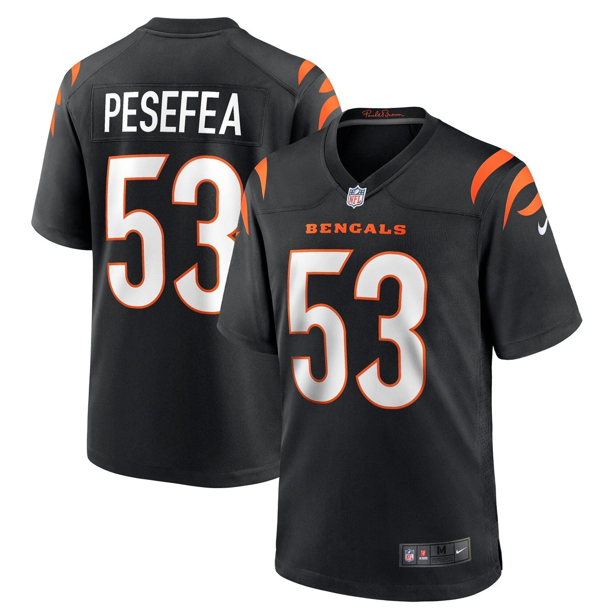 TJ Pesefea Cincinnati Bengals Nike Team Game Jersey -  Black