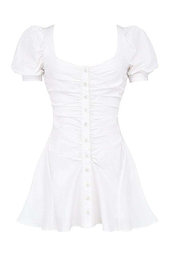white puff sleeve mini dress