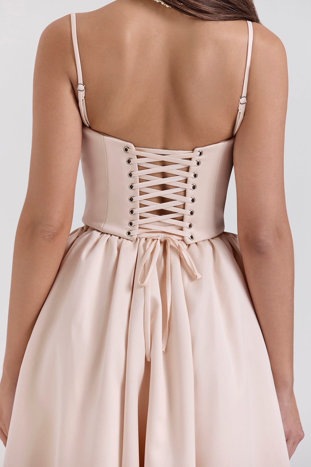peach satin corset and skirt - sale