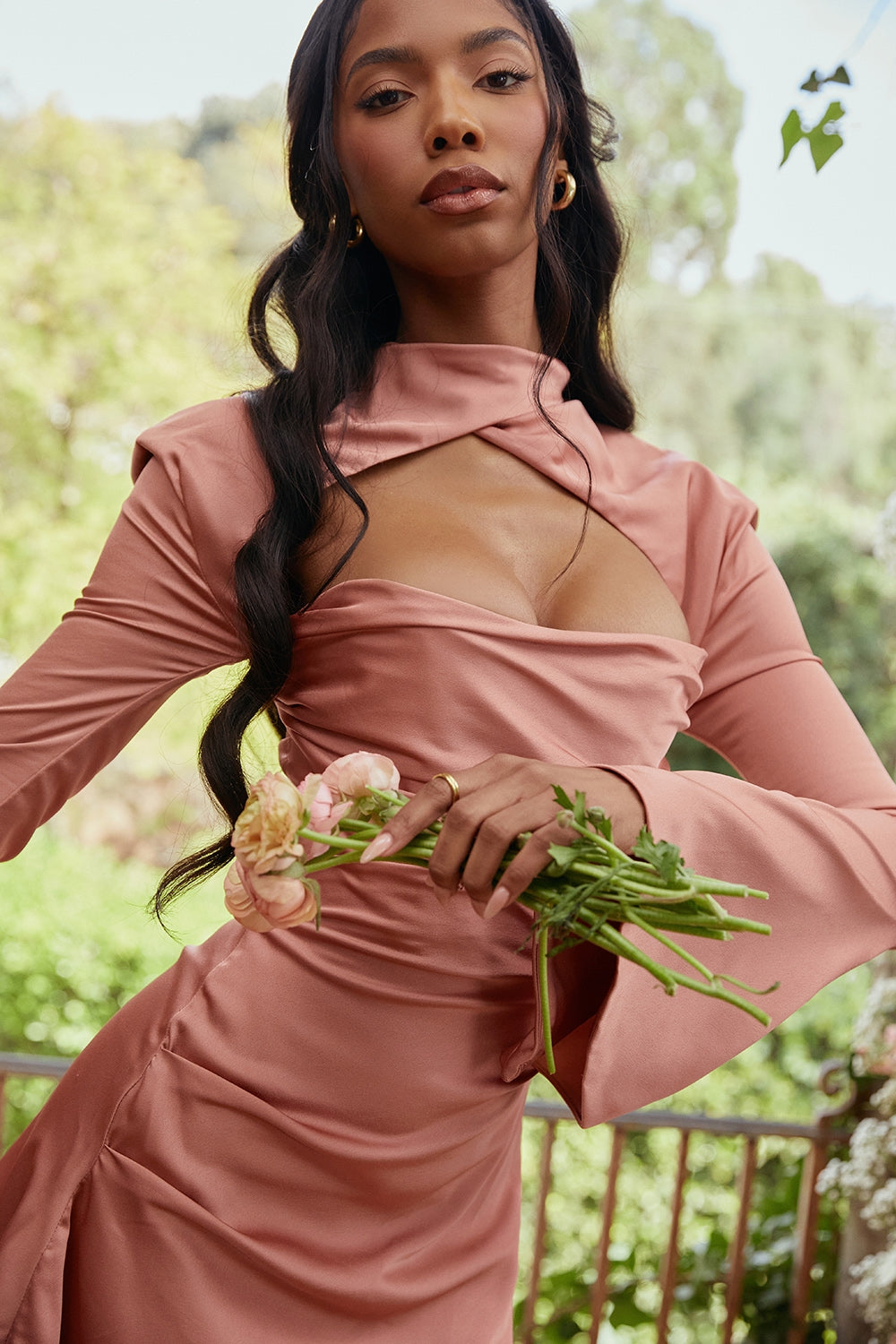 rose draped corset dress