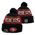 San Francisco 49ers Pom Knit Hat-Black