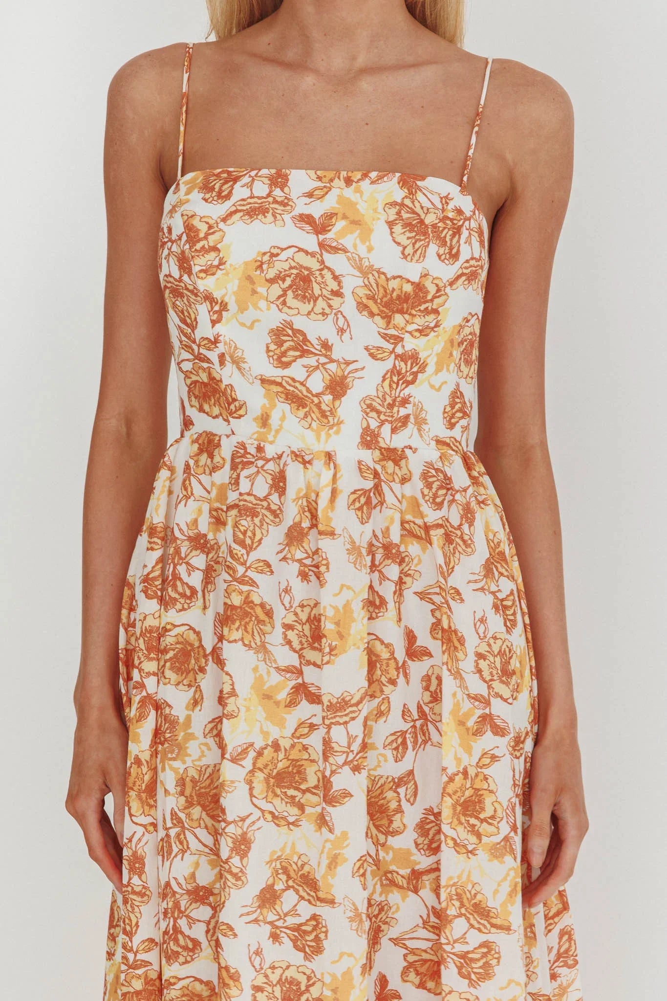 Wild Card Cami Strap Maxi Dress Floral Yellow