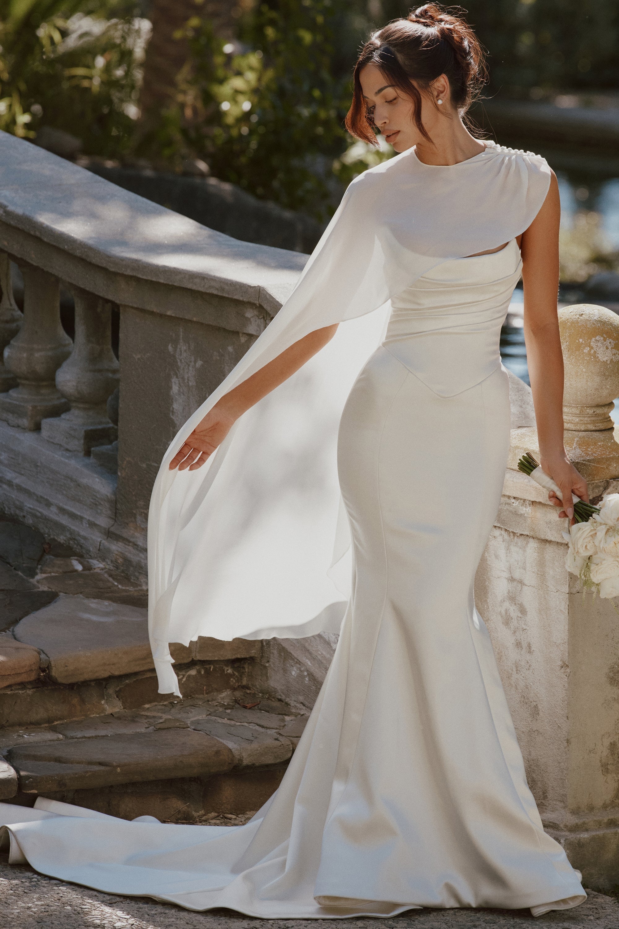 ivory draped pure silk asymmetric shawl