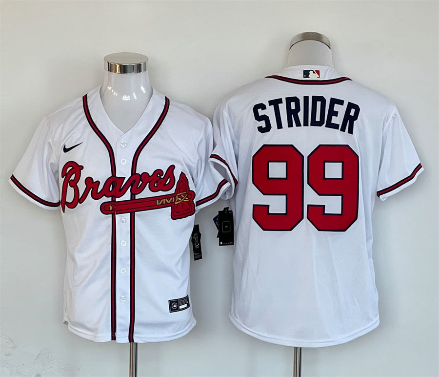 Men's Atlanta Braves Spencer Strider #99 White Replica Player Jersey