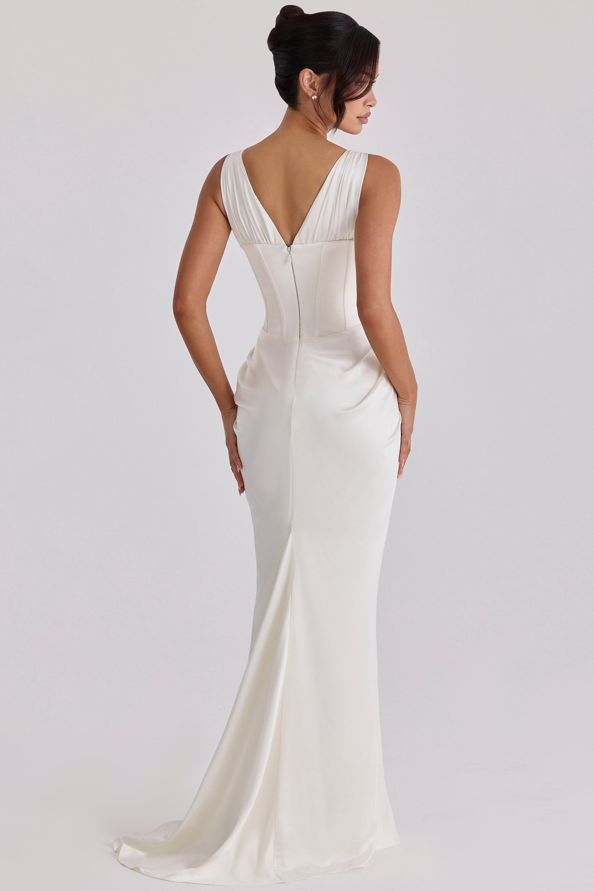 ivory satin corset bridal gown