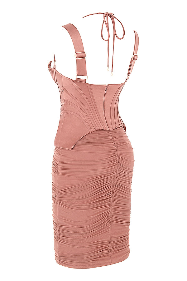 antique rose corset midi dress