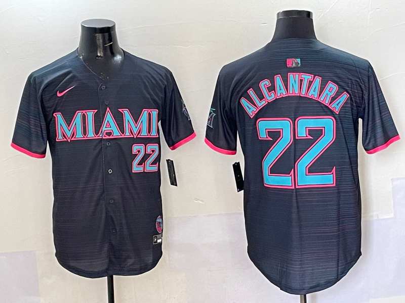 Men's Miami Marlins Sandy Alcantara #22 Black 2025 City Connect Limited Jersey