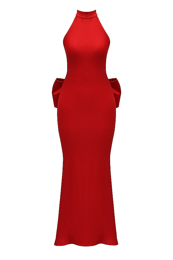 red bow halter dress
