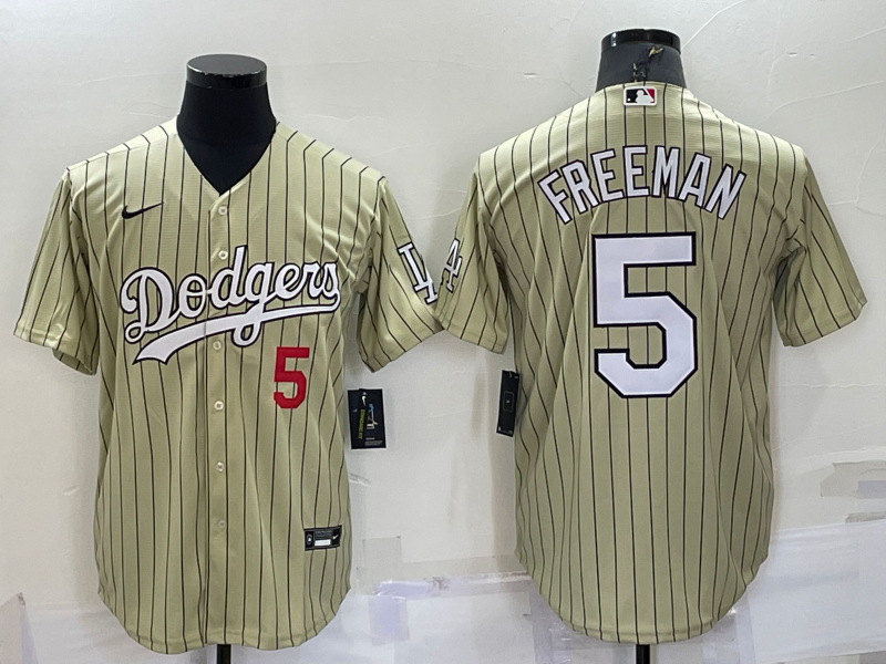 Men's Los Angeles Dodgers Freddie Freeman #5 Gold Replica Baseball Jersey1