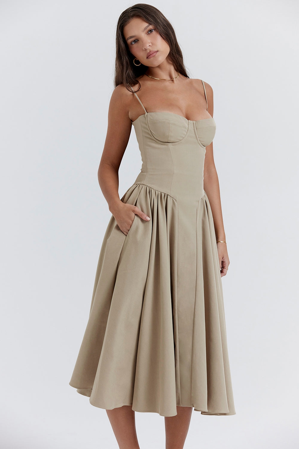 taupe corset sundress