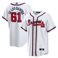 A.Braves #61 Enyel De Los Santos Player White Home Replica Baseball Jerseys