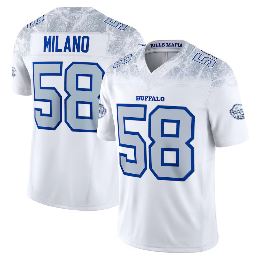 B.Bills #58 Matt Milano Player White Rivalries Collection Vapor Limited Football Jerseys