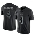 B.Ravens #4 Zay Flowers Player Black REFLECTIVE Limited Football Jerseys