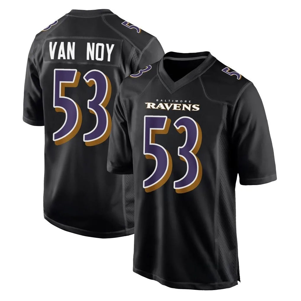 B.Ravens #53 Kyle Van Noy Player Carbon Black Fashion Football Jerseys