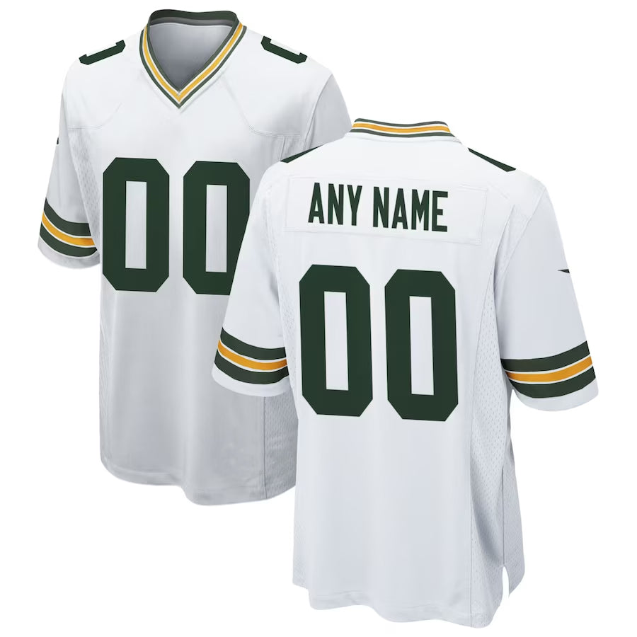 Custom GB.Packers White Home Game Football Jerseys