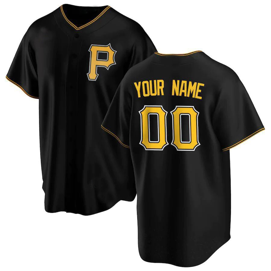 Custom P.Pirates Black Home Replica Baseball Jerseys