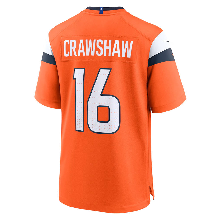 D.Broncos #16 Jeremy Crawshaw Player Orange Home Game Football Jerseys