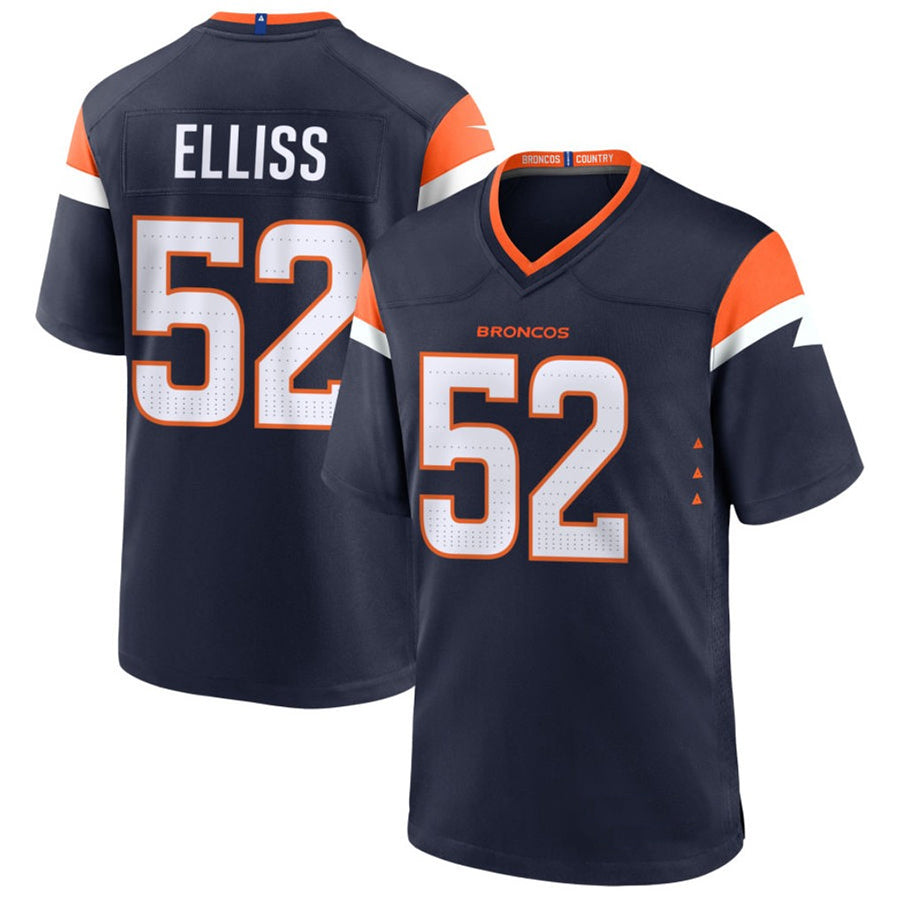 D.Broncos #52 Jonah Elliss Player Navy Home Game Football Jerseys
