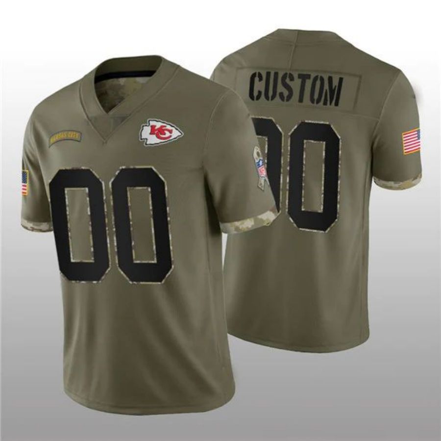 Custom KC.Chiefs Olive Salute To Service Limited Football Jerseys