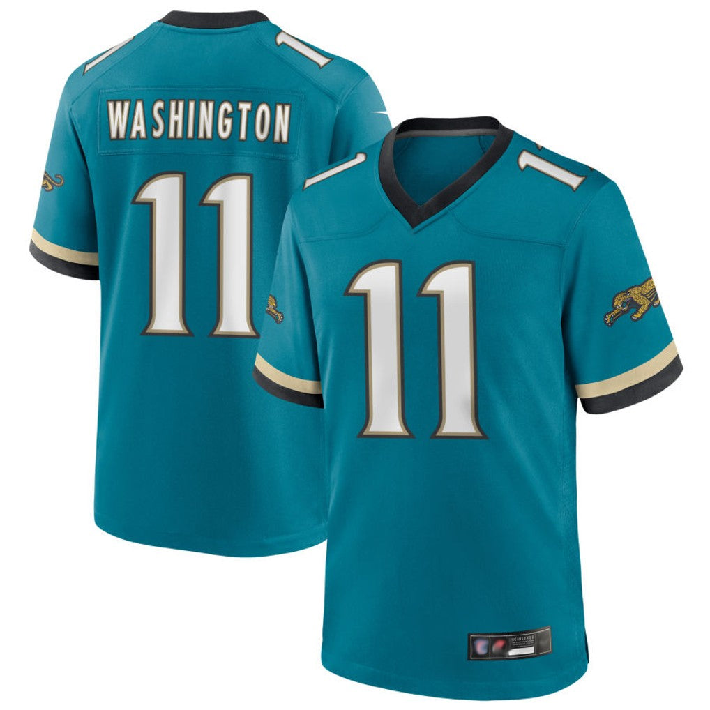 J.Jaguars #11 Parker Washington Player Legend Teal Game Football Jerseys