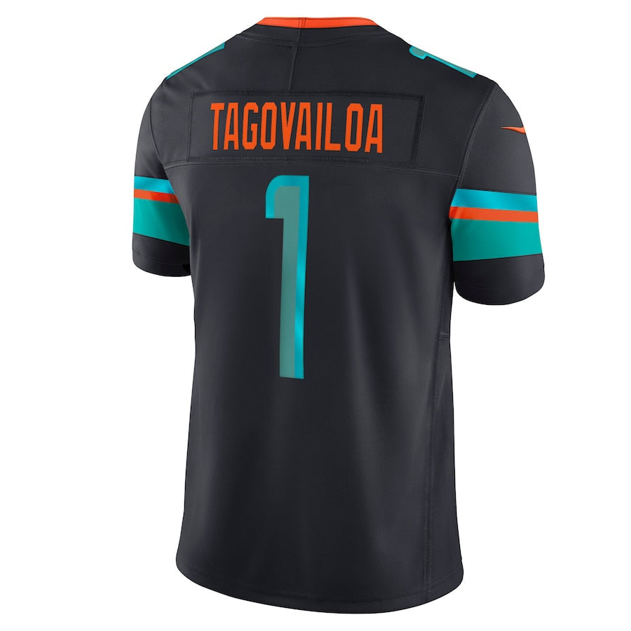 M.Dolphins #1 Tua Tagovailoa Player Blue Rivalries Collection Vapor Limited Football Jerseys