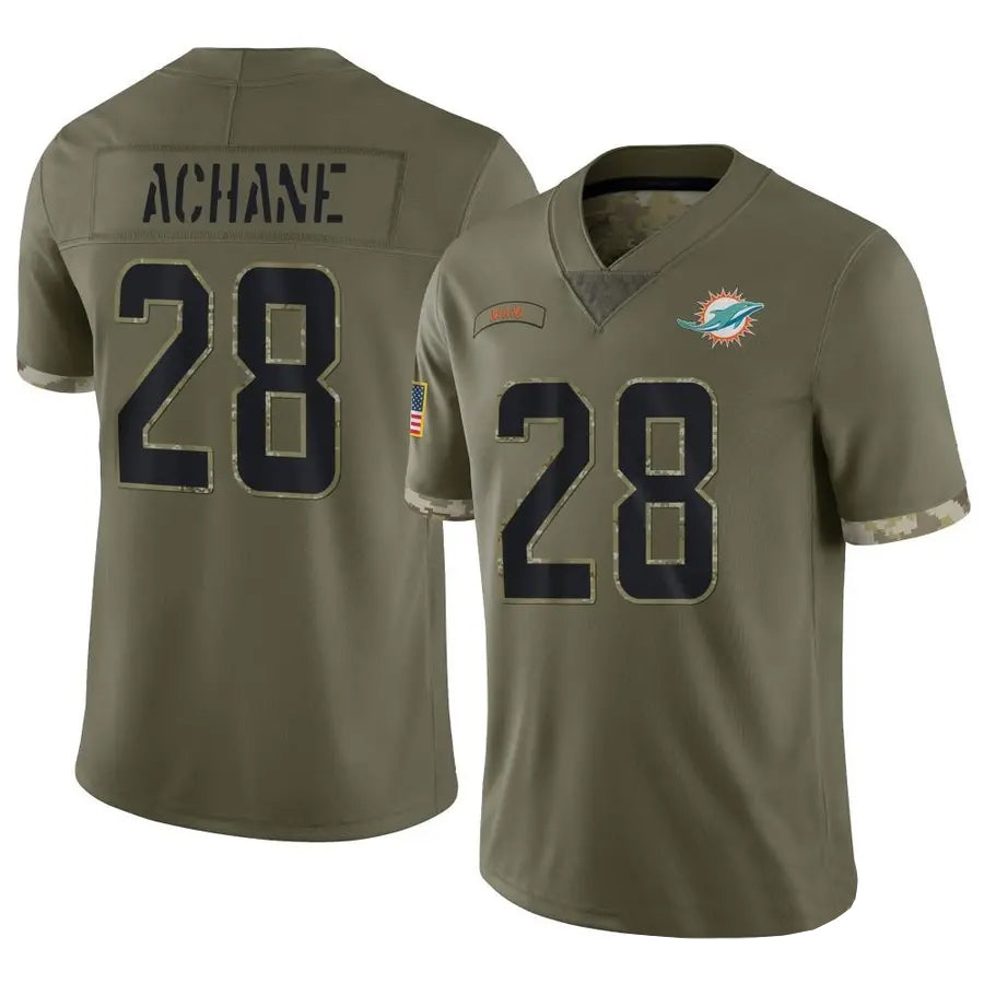 M.Dolphins #28 De?������������Von Achane Player Salute To Service Olive Football Jerseys