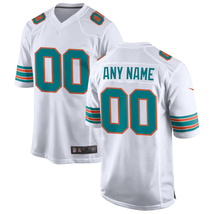 M.Dolphins Game Secondary Alternate Football Jerseys - White - Custom