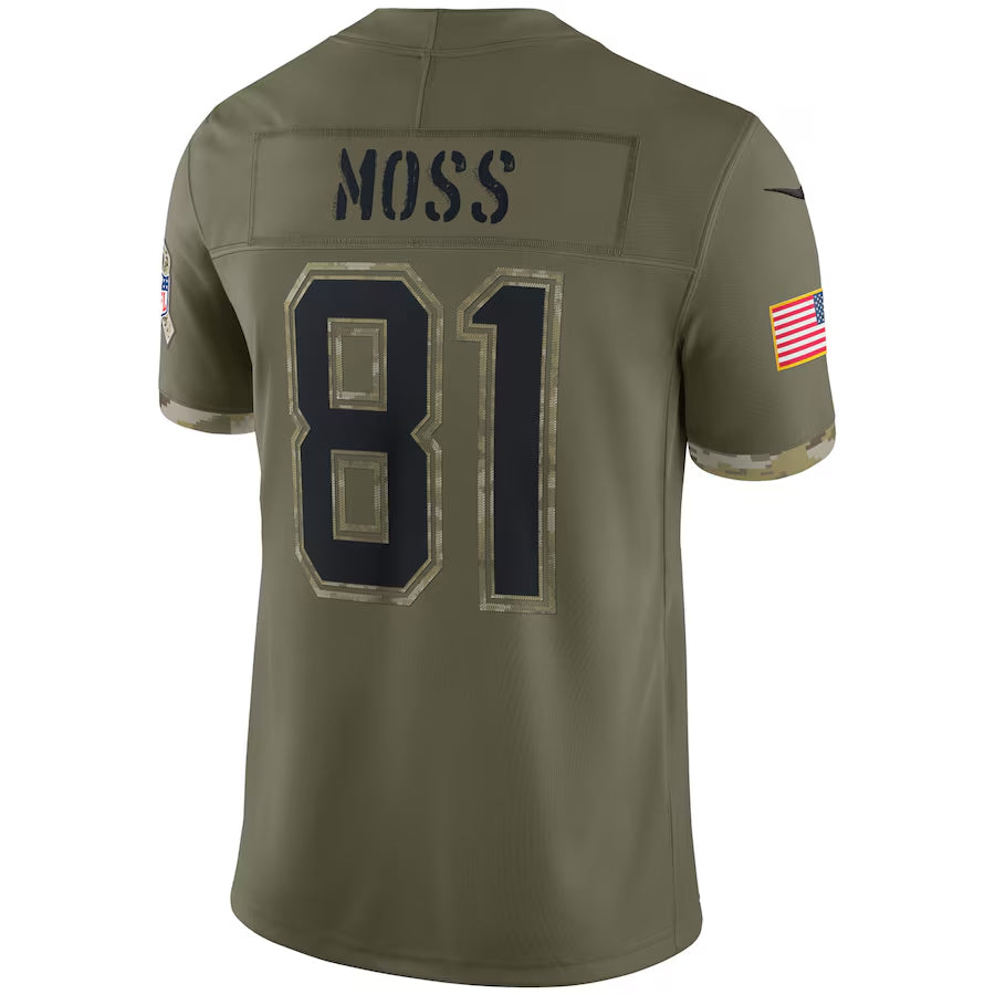 NE.Patriots #81 Randy Moss Player Olive Salute To Service Limited Football Jerseys