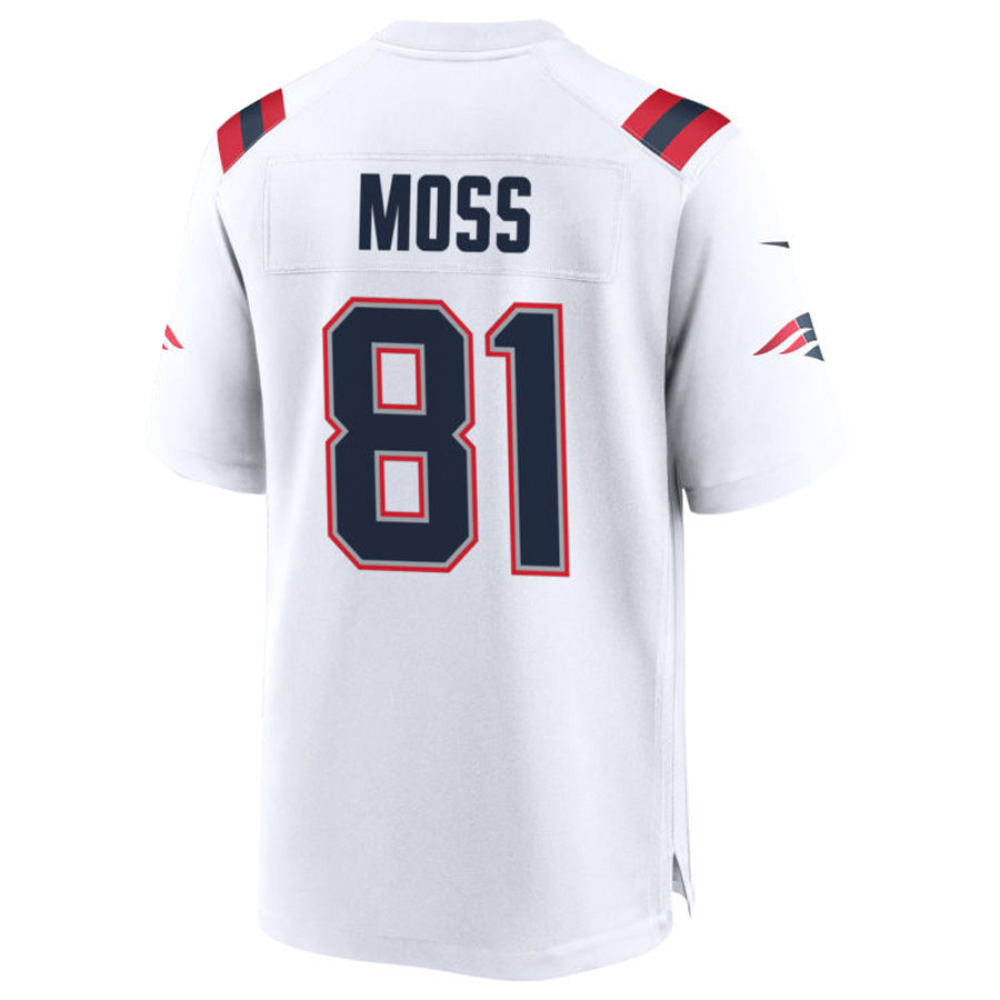 NE.Patriots #81 Randy Moss Player White Home Game Football Jerseys