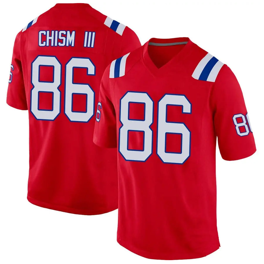 NE.Patriots #86 Efton Chism III Player Red Home Game Football Jerseys