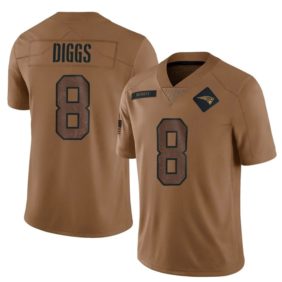NE.Patriots #8 Stefon Diggs Player Brown Salute To Service Limited Football Jerseys