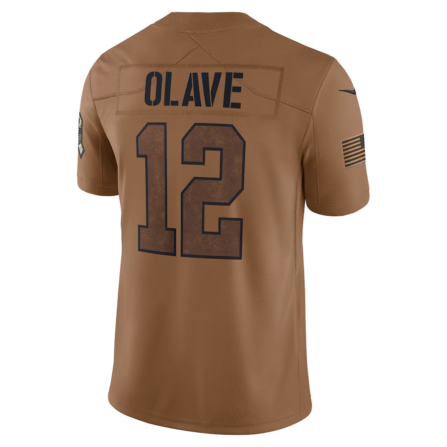 NO.Saints #12 Chris Olave Player Brown Salute To Service Limited Football Jerseys