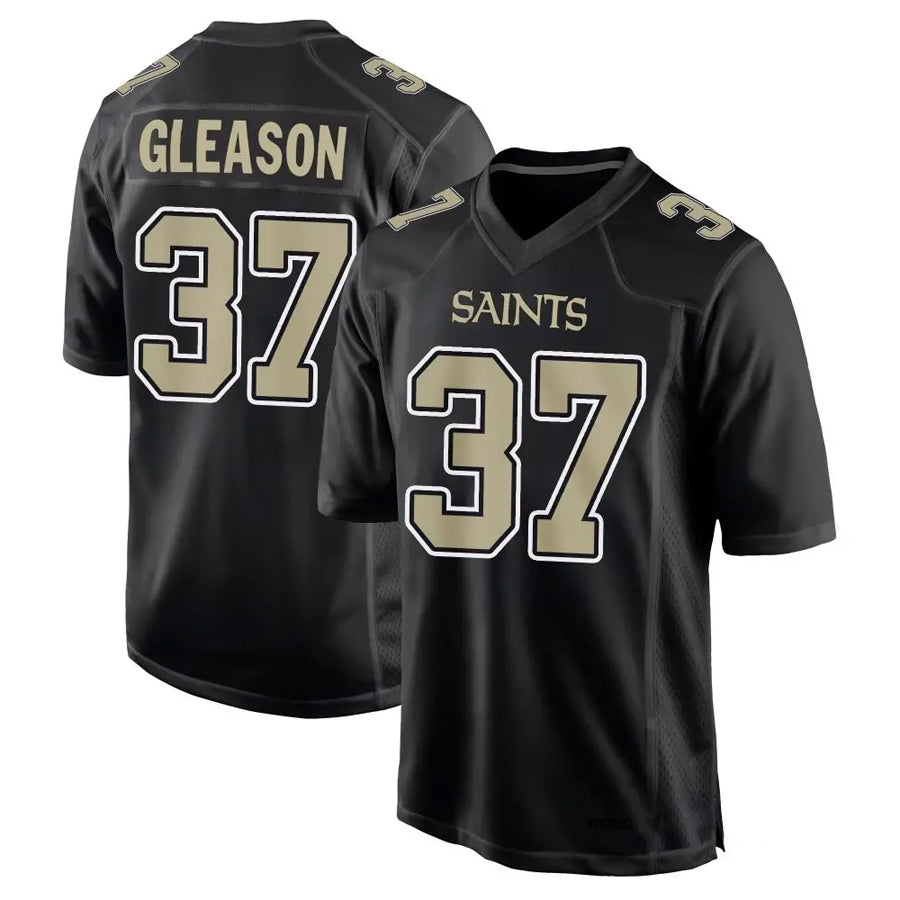 NO.Saints #37 Steve Gleason Player Carbon Black Fashion Game Football Jerseys