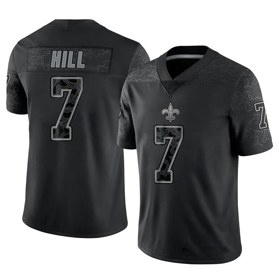 NO.Saints #7 Taysom Hill Player Black RFLCTV Limited Football Jerseys