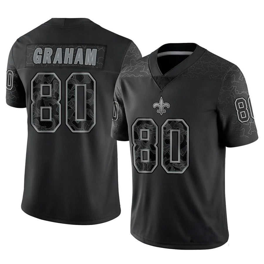 NO.Saints #80 Jimmy Graham Player Black RFLCTV Limited Football Jerseys