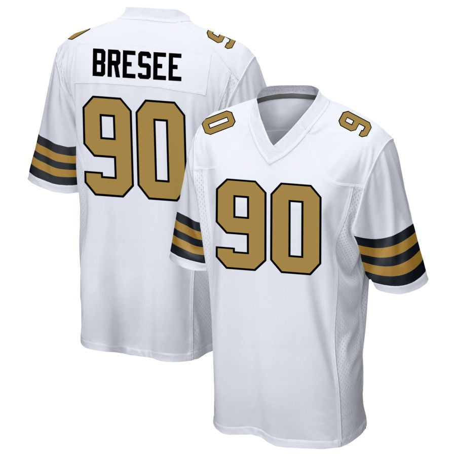 NO.Saints #90 Bryan Bresee Player White Alternate Game Football Jerseys