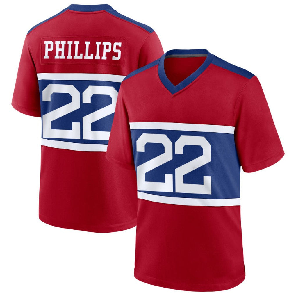 NY.Giants #22 Dru Phillips Player Red Home Game Football Jerseys