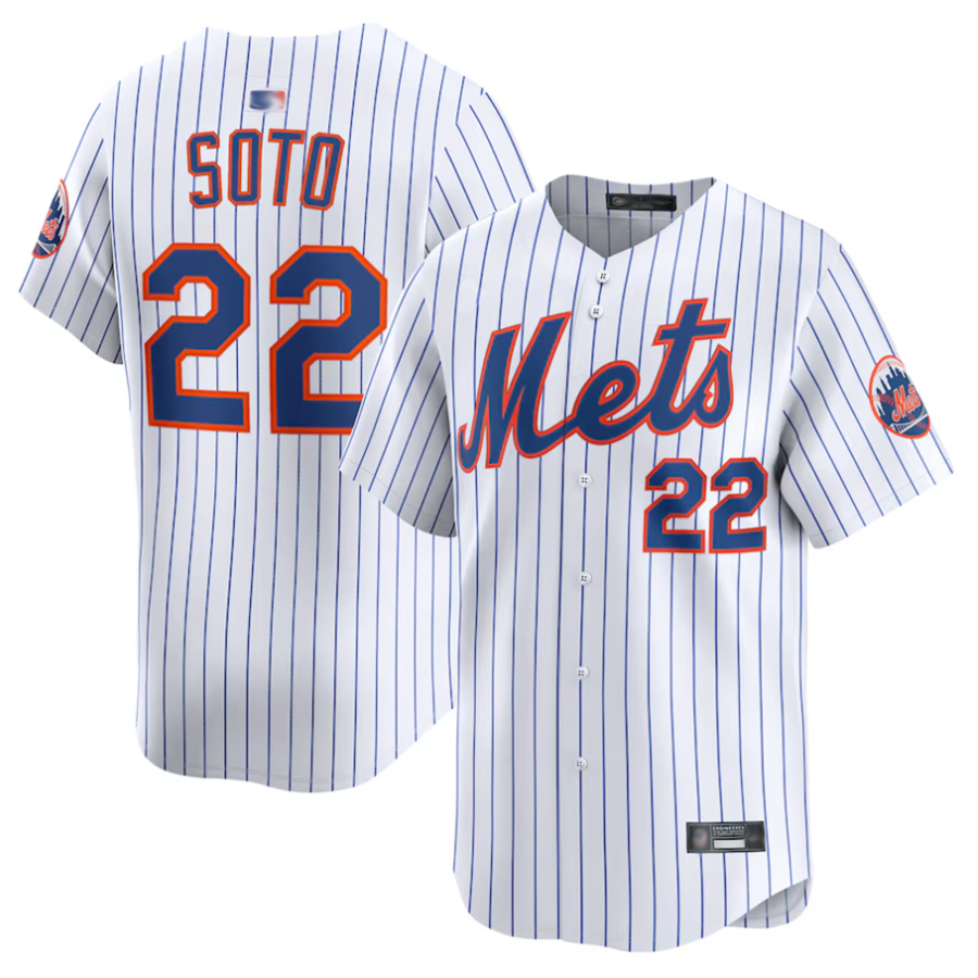 NY.Mets #22 Juan Soto Player White Home Limited Baseball Jerseys
