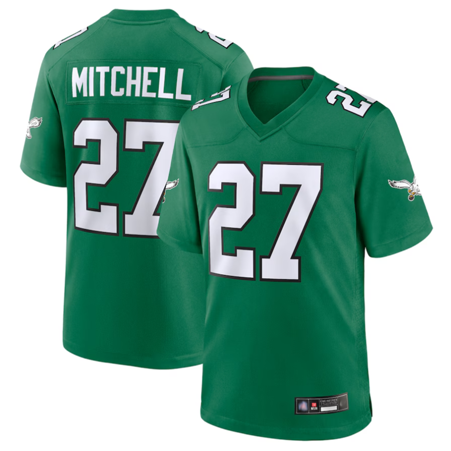 P.Eagles #27 Quinyon Mitchell Player Kelly Green Replica Game Football Jerseys