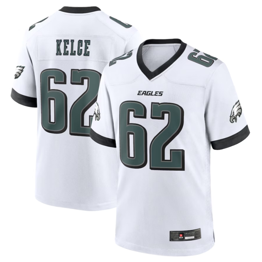 P.Eagles #62 Jason Kelce White White Game Jersey Stitched American Football Jerseys