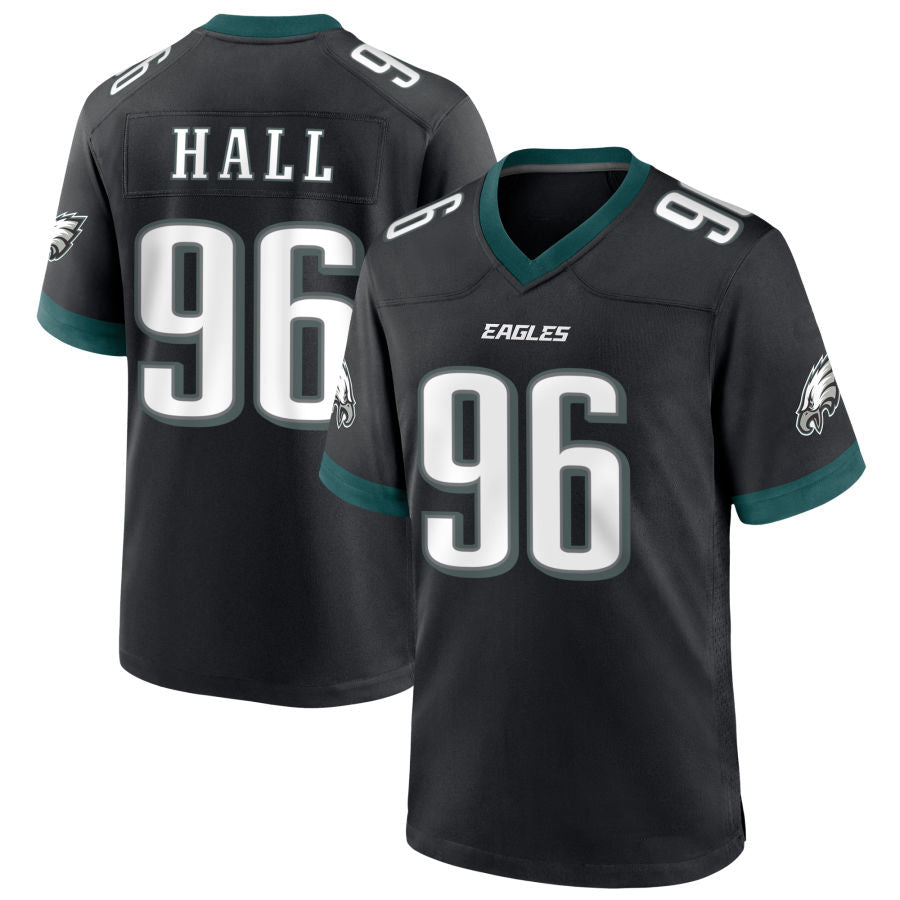 P.Eagles #96 Gabe Hall Player Kelly Black Alternate Game Football Jerseys