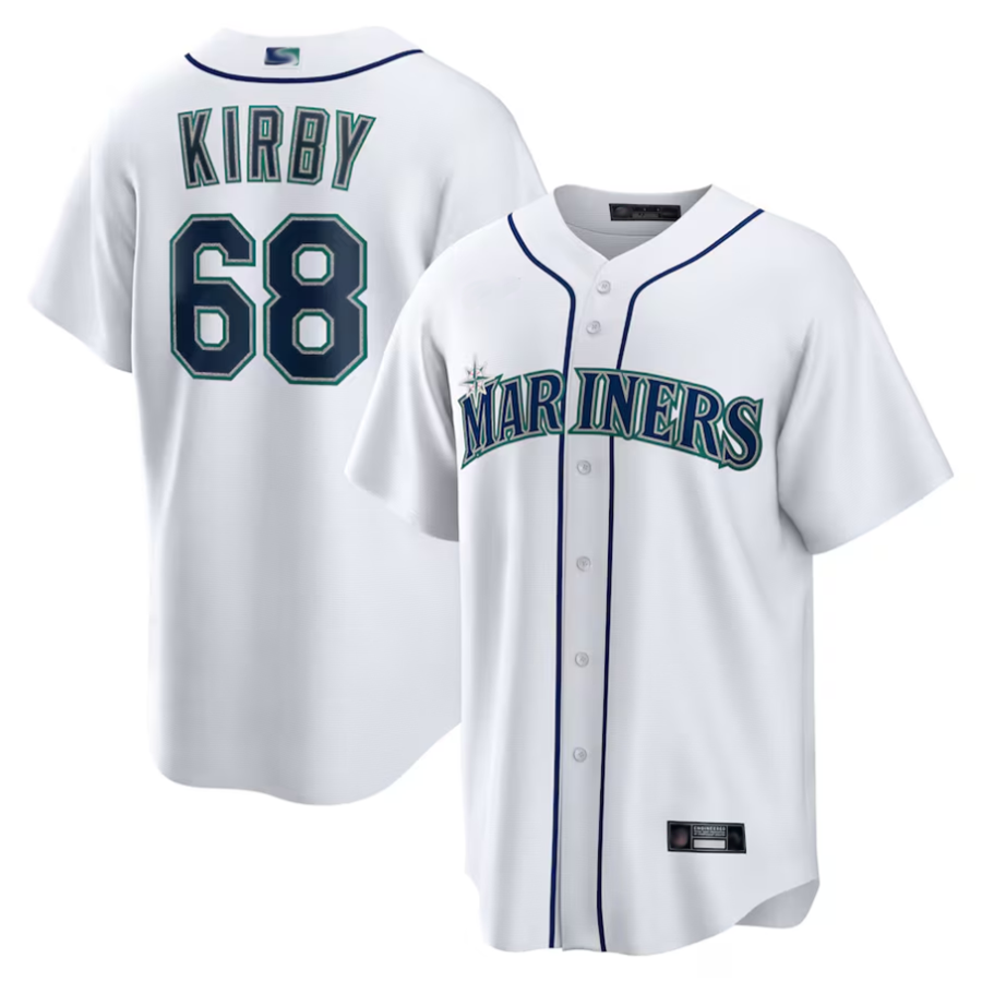 S.Mariners #68 George Kirby Player White Home Replica Baseball Jerseys