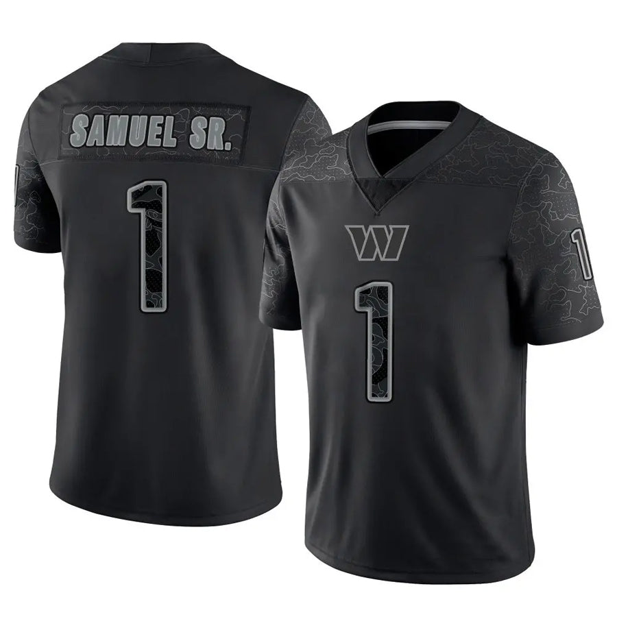 W.Commanders #1 Deebo Samuel Sr Player Black RFLCTV Limited Football Jerseys